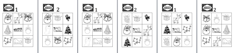 Christmas Bingo worksheets - different versions